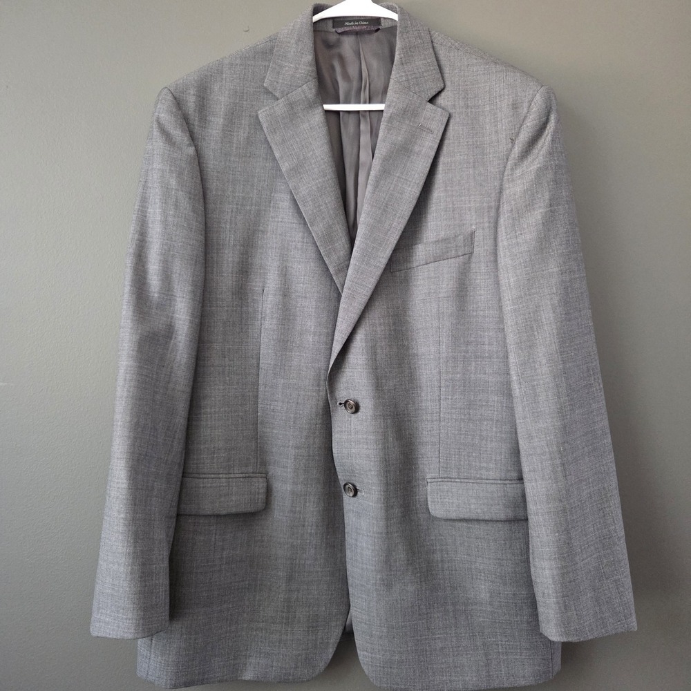 Lauren Ralph Lauren Men's 44R Gray 100% Wool Sport Coat Blazer 2 Button Jacket